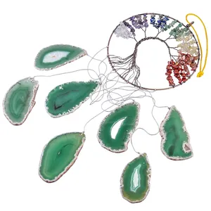Wind chime Agate Slices Butterfly shape crystal decorative arts and crafts colorful natural agate slices wind chimes for home