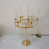 Grand chandelier en métal à 9 têtes pour décoration de table de mariage, porte-bougie, centre de table pour fiançailles et mariages, vases à fleurs
