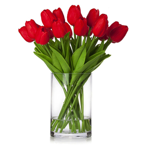 20 tulipanes PU <span class=keywords><strong>con</strong></span> jarrón de cristal en agua acrílica decoración de boda adornos de <span class=keywords><strong>flores</strong></span> <span class=keywords><strong>artificiales</strong></span> multicolores - Product Image 4