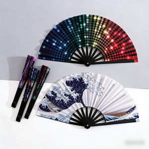 Éventails pliables <span class=keywords><strong>en</strong></span> PVC, grands, <span class=keywords><strong>arc</strong></span>-<span class=keywords><strong>en</strong></span>-<span class=keywords><strong>ciel</strong></span>, colorés, pour festivals et défilés - Product Image 5