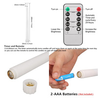 Lilin Elektronik dengan Baterai Timer Remote Control Lilin LED Tanpa Api Lampu Air Mata Dekorasi Rumah Makan Malam Pernikahan 27cm