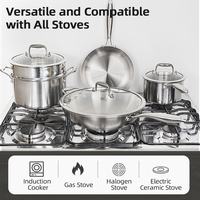 Ensemble d'ustensiles de cuisine en acier inoxydable 316, 3 couches, antiadhésif, comprenant un wok, une casserole, une cocotte vapeur, et une marmite de cuisson à induction de 2,5 mm pour la cuisine