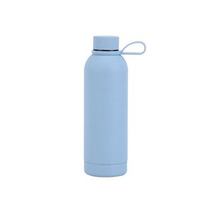 Bouteille isotherme en acier inoxydable avec peinture caoutchouc rouge mat, anse de transport en silicone et couvercle à vis, pour sports de plein air - Product Image 4