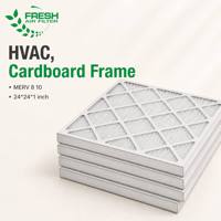 Filtre à air plissé pour fournaise HVAC en carton de haute qualité 24*12*1 pouce MERV 8 10, filtre à fournaise à cadre en papier 24x24x1