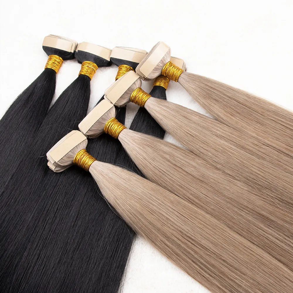 Hot Sale 100 % Raw Human Hair Tape Ins Hair Extension Double Drawn Tape In Human Remy European Hair