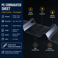 Plaque de polycarbonate ondulée transparente OEM 1,2 mm 1,5 mm pour abri de voiture, auvent, abri de pluie, toiture extérieure en polycarbonate ondulé