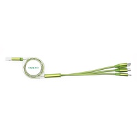 Câble USB plat rétractable 3-en-1 à chargement rapide 1M avec logo personnalisé pour iPhone, Type-C, Micro Android – Cadeau promotionnel