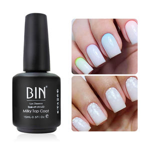 BIN 15ml Personalizar logotipo Etiqueta Capa superior blanca lechosa OEM Venta al por mayor Capa superior Esmalte de uñas de gel Sin toallita Capa superior - Product Image 2