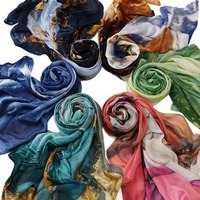 Nouveau Voile Pashmina en Jersey de Bambou Imprimé Numérique Respirant en Coton Modal Effet Aquarelle 2026 pour Femmes Musulmanes