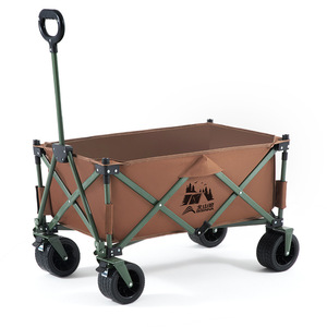 Camping Cart Folding Handcart 93x54x50cm Four-Wheel Metal Outdoor Picnic Cart With Table Top - Product Image 2