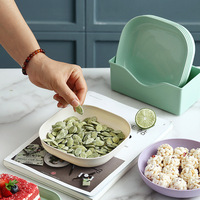 10 Stuks Serviesgoed Set Fruit Snoep Serveware Spit Bot Dienblad Niet-Toxine Snack Gerechten Tarwestro Plastic Borden
