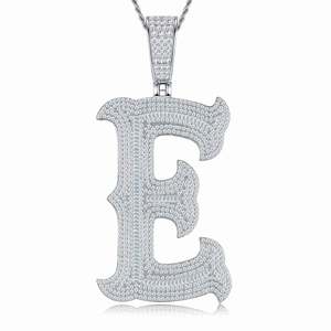 Collar con Colgante de Letra <span class=keywords><strong>E</strong></span> VVS Moissanite, Chapado en Platino sobre Plata 925, Personalizado con Nombre, Estilo Hip Hop, Venta al Por Mayor de Fábrica - Product Image 1