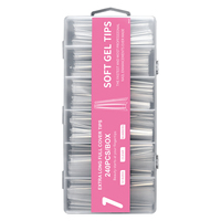OEM 240 pièces Faux ongles 12 tailles extra longs, couvrance totale, en acrylique, formes carrées et cercueil, capsules en plastique