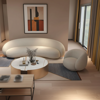 Ensemble de canapés sectionnels en tissu de forme unique avec certification de qualité, cadre en bois massif et rembourrage en mousse, idéal pour salon de villa moderne ou appartement.