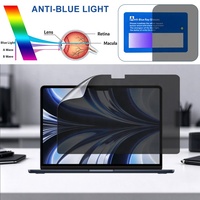 Filter Privasi 22.5 Derajat Anti Mengintip Blokir Pandangan Samping Full Glue Anti Silau Pelindung Layar untuk Macbook Air 13.6 inci A2681