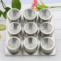 Pots d'assaisonnement magnétiques en acier inoxydable, récipients à épices, support pour réfrigérateur et barbecue