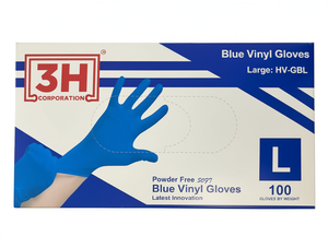 Guanti in Vinile Blu 3H Corporation, Taglia Grande, Senza Polvere, Non Sterili, Monouso, Guanti di Sicurezza - Product Image 1