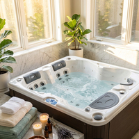 Spa extérieur privé pour enfants 3 places avec 3 pompes de massage, jets hydromassants, souffleur d'air, WiFi, ozone, chromothérapie et éclairage