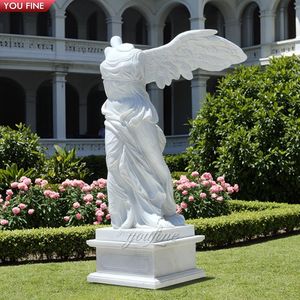 Escultura de mármol clásica de tamaño natural de la diosa Victoria, tallada para jardín exterior del hotel YOUFINE Castle. - Product Image 1
