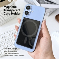 Porte-cartes magnétique noir fumé à ouverture rapide pour iPhone, 2 emplacements, avec logo personnalisé, accessoires de téléphone à glissière latérale, vente en gros