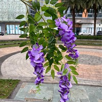 Guirlande longue de fleurs de glycine artificielles en tissu de soie, fabriquée à la main, respectueuse de l'environnement, pour décoration murale, Fête des Mères