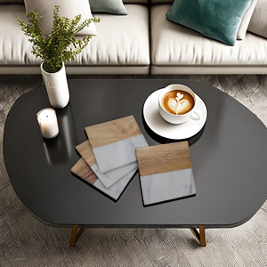 ชุดถาดรองแก้วลายหินอ่อนขัดเงาและไม้4ชิ้น - Product Image 6