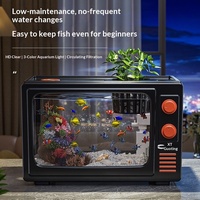 Petit aquarium de bureau pour poissons rouges, salon, nouveau modèle 2025, filtration intégrée, oxygénation, aquarium écologique