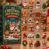 Calendrier de l'Avent de Noël 24 Jours, Mini Ornements en Briques de Construction, Jouet de Compte à Rebours DIY, Cadeau de Noël 2.