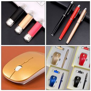 2025 Custom Logo Luxury Corporate Office Customized Pen Wireless <b>Mouse</b> <b>USB</b> Flash Drive Gift Set for Marketing - Product Image 3