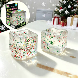 New Christmas Design <b>Glitter</b> Ice Cube Squishy Toys Square Shape Stress Cube Relief Maltose Squeeze <b>Ball</b> Sensory Toys - Product Image 1