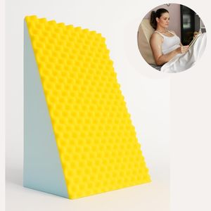 Oreiller orthopédique rectangulaire en mousse 65x45cm, dossier confortable bleu/<span class=keywords><strong>jaune</strong></span>, coussin de soutien lombaire anti-acariens moderne 200TC - Product Image 2