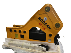 Martillo Hidráulico Silencioso Tipo Triángulo SOOSAN SB100 para Excavadoras de 25-30 Toneladas, Uso en Construcción, Cincel de 150 mm, Amarillo 1 - Product Image 2