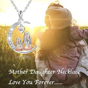 Collar con Colgante <span class=keywords><strong>de</strong></span> Luna y Corazón <span class=keywords><strong>de</strong></span> Aleación <span class=keywords><strong>de</strong></span> Zinc con Diamantes, Regalo <span class=keywords><strong>de</strong></span> Joyería para el Día <span class=keywords><strong>de</strong></span> la <span class=keywords><strong>Madre</strong></span>, Te Amo por Siempre, para Mamá e Hija - Product Image 5