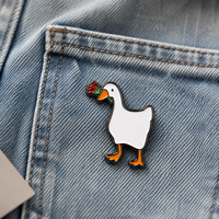 Broche personnalisée en alliage de zinc émaillé rigide avec motif d'oie moderne et ludique, badge artistique personnalisé, logo en métal moulé sous pression pour
