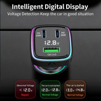 Cargador de Coche Rápido GXY con Doble Puerto USB-C PD, 12-24V, Indicador LED de Voltaje, Ajuste Universal, Cable Retráctil Portátil