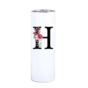 Copo de noiva personalizado para dama de honra, caneca magro com monograma floral, copo de vácuo reto para sublimação