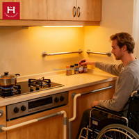 Armoires de cuisine conformes ADA HAPPY HOUSES avec main courante murale de sécurité pour hôpitaux, personnes handicapées, personnes âgées et utilisateurs de fauteuils roulants