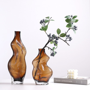 Modern Brown Irregular Glass <b>Vase</b> Creative Ins Water Culture Decorative <b>Vase</b> - Product Image 4