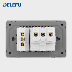 Delefu grey thép không gỉ Bảng điều chỉnh ý tiêu chuẩn 118*74 Mét Tel CAT5e CAT6 TV vệ tinh tường ổ cắm - Product Image 6