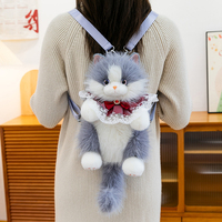 Sac à dos en peluche chat Ragdoll apaisant - Adorable jouet en peluche réaliste, cadeau d'anniversaire pour fille et compagnon de confort