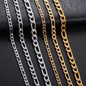 Chaîne Figaro basique en acier inoxydable, collier long pour hommes et femmes, couleur or/argent, collier ras du cou, accessoires de bijoux en métal, cadeau DIY - Product Image 1
