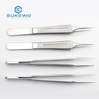 Pinces chirurgicales vétérinaires en acier inoxydable KEWO avec pointes fines et dentelées, certifiées ISO, conçues pour les animaux de compagnie