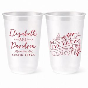 Vasos de Plástico Esmerilados Personalizados de 12 oz y 16 oz con Logotipo para Bodas y Fiestas - Product Image 4
