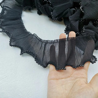 6cm de large noir et blanc élastique plissé à volants perle garniture perles mousseline de soie dentelle Textile garniture pour Lolita princesse jupe