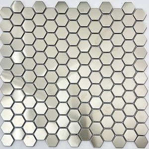 Hiện đại TV Nền thép không gỉ tường Sticker <span class=keywords><strong>Hexagon</strong></span> vàng kim loại Gạch Mosaic 4 mét cho phòng khách KTV Nội Thất Tường - Product Image 2