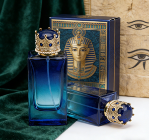 Flacone di Profumo in Vetro Blu Sfumato Stile Faraone Egizio di Lusso con Tappo a Corona 30ml 50ml 100ml Flacone Spray Vuoto - Product Image 1