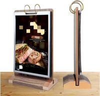 Présentoir de table vertical en bois massif A4 pour menus, listes de prix, café, thé et lait, avec détails en laiton
