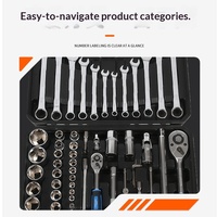 Jeu de 61 pièces OEM en acier au chrome-vanadium pour réparation automobile et domestique, clés à douilles 1/4 et 1/2, tournevis multifonctions