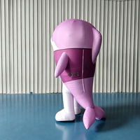 Costume de mascotte interactif gonflable en tissu Oxford durable, motif dauphin de dessin animé super mignon Longgang