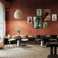 Meubles de salle à manger modernes pour café, table ronde en bois avec chaises à structure métallique et coussins de siège beiges pour restaurant
